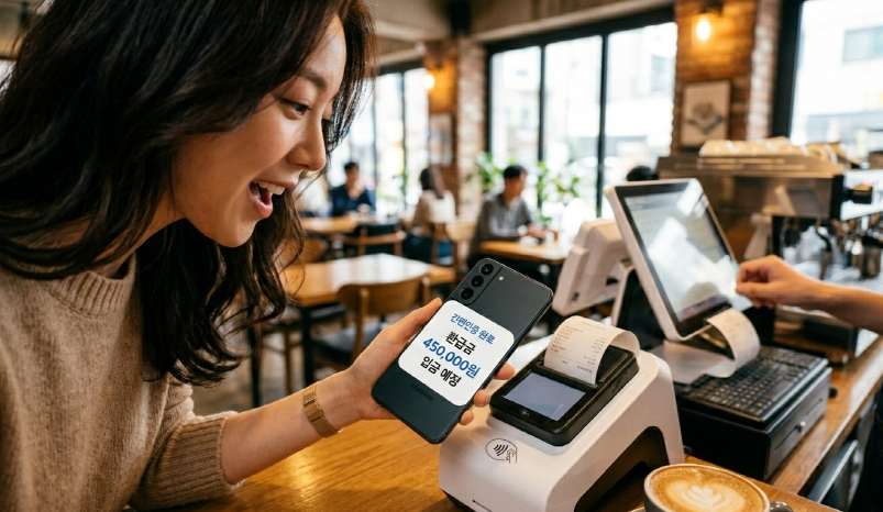 국세 환급금으로 결제하는 여자