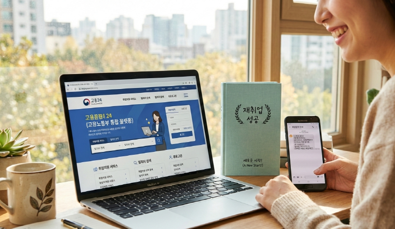 고용24에서 실업급여 신청하여 재취업에 성공한 여자