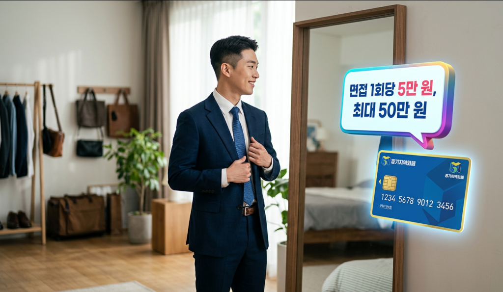 2026년 청년 면접수당을 신청하기 전 기뻐하는 청년의 모습