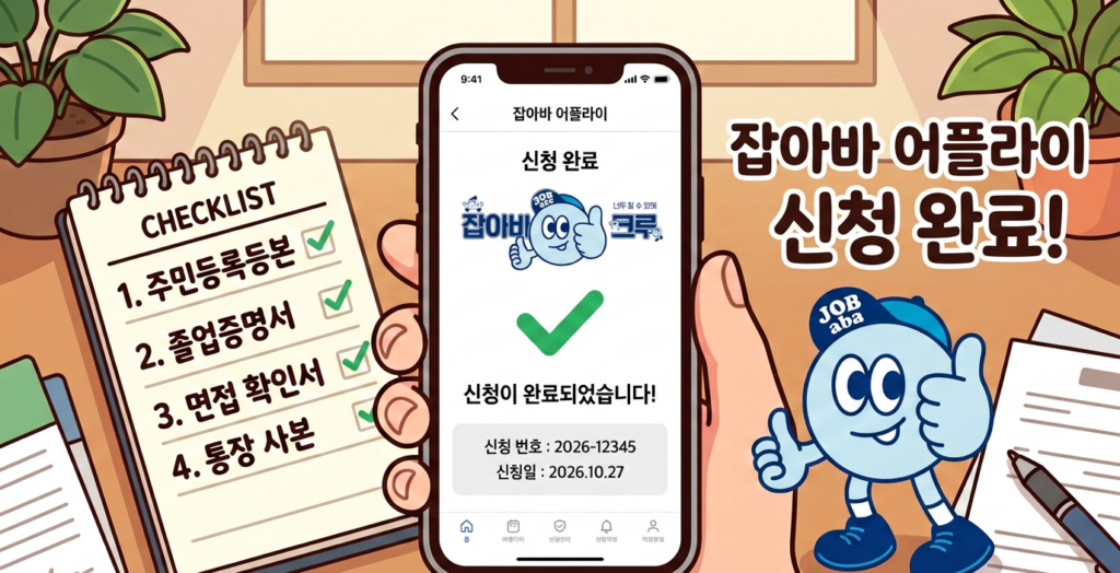 잡아바 어플라이 신청 완료