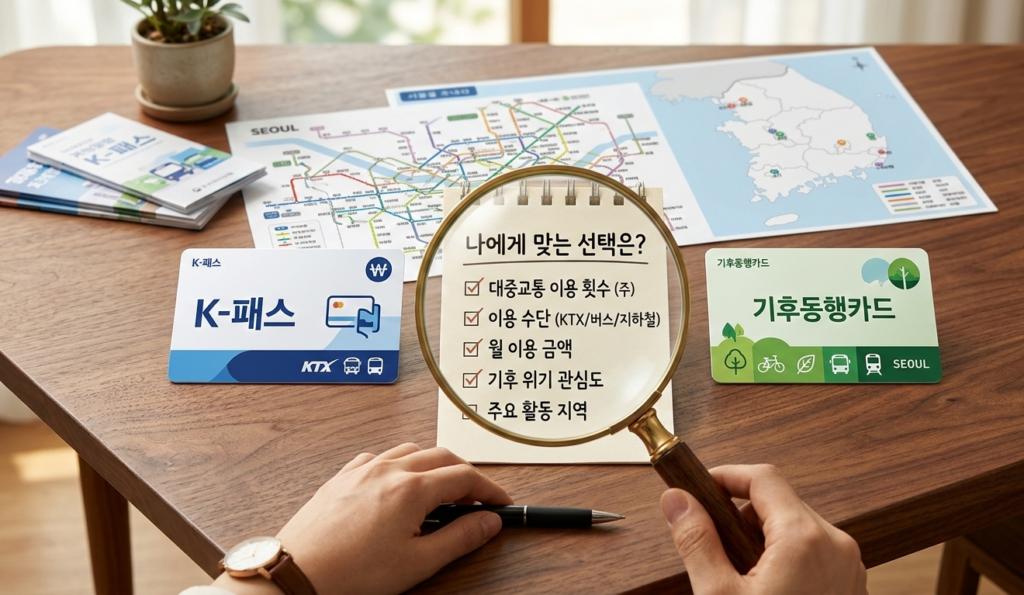2026년 K-패스 환급금 및 기후동행카드 혜택 비교 가이드 인포그래픽