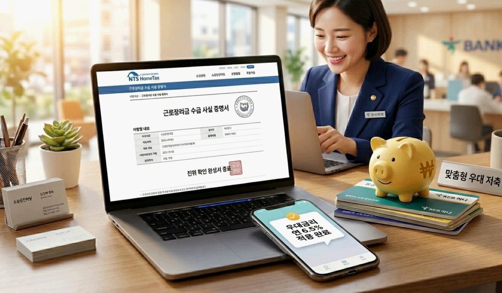 근로장려금 적금 신청 자격 및 은행별 우대금리 비교 상담 모습