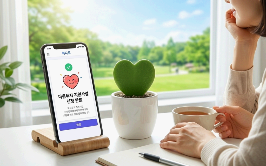 2026년 전 국민 마음투자 지원사업 신청 가이드 온라인 신청 완료 화면