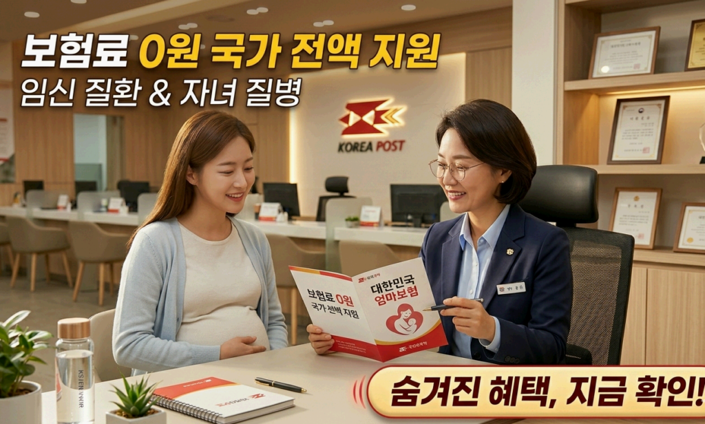 우체국 대한민국 엄마보험을 가입하러 우체국에 간 임산부
